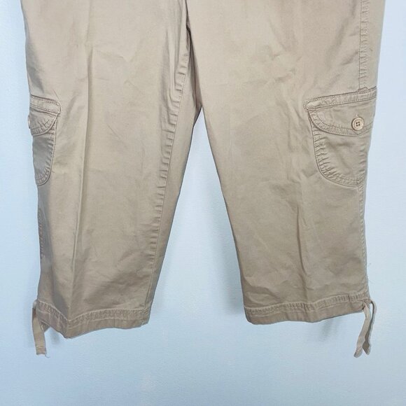 Vintage Y2K Womens 12 Capri Cargo Pants Beige Khaki Straight Leg - Picture 5 of 11